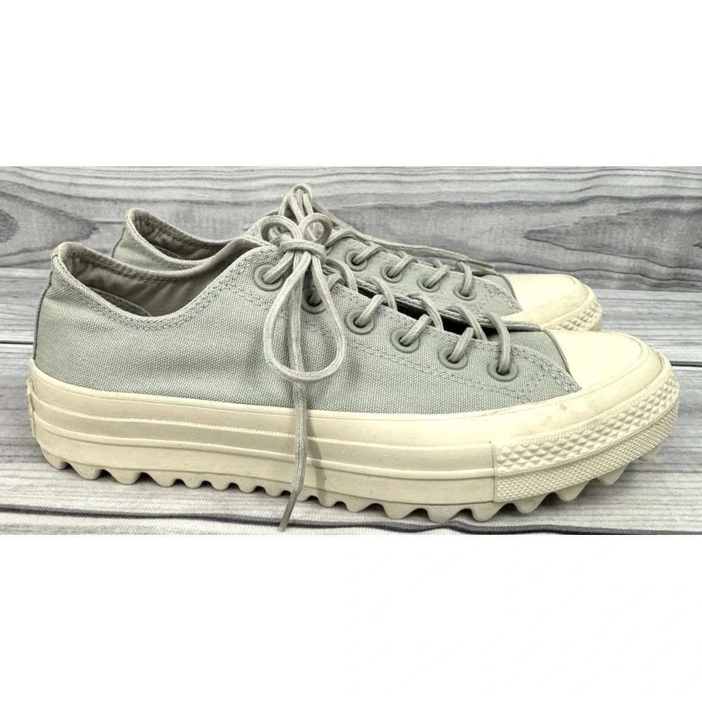 CONVERSE CHUCK TAYLOR ALL STAR LIFT RIPPLE OX SNEAKERS  Women's  8  GREY NATURAL